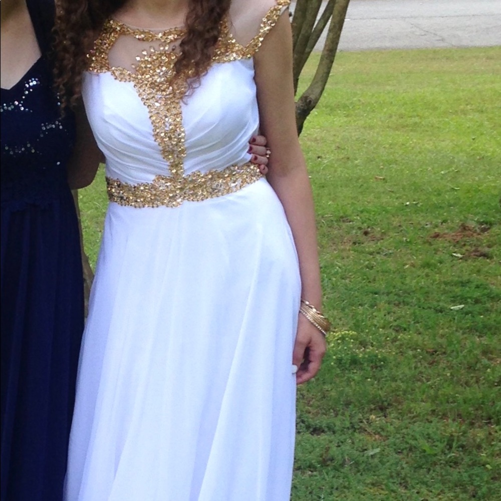 Gold and white prom dress, in great condition!
